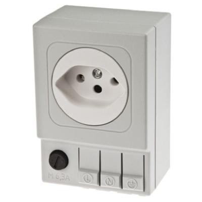 STEGO Light Grey 1 Gang Plug Socket, 6.3A, Indoor Use