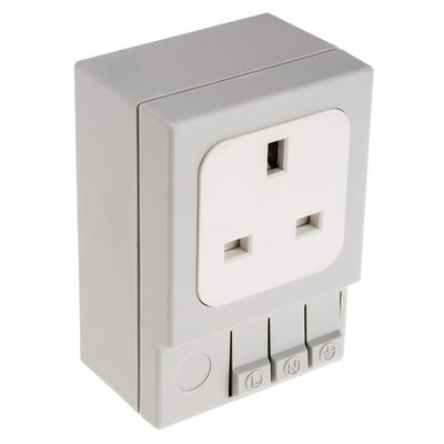 STEGO Light Grey 1 Gang Plug Socket, 13A, Type G - British, Indoor Use