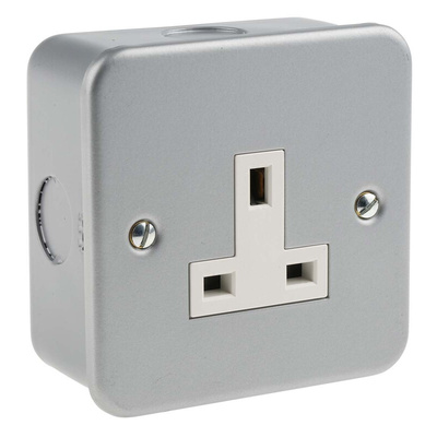 RS PRO Grey 1 Gang Plug Socket, 0 Poles, 13A, Type G - British, Indoor Use