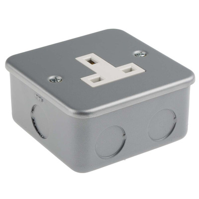 RS PRO Grey 1 Gang Plug Socket, 0 Poles, 13A, Type G - British, Indoor Use