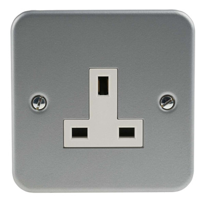 RS PRO Grey 1 Gang Plug Socket, 0 Poles, 13A, Type G - British, Indoor Use