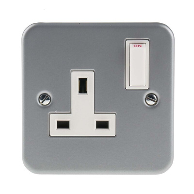 RS PRO Grey 1 Gang Plug Socket, 1 Pole, 13A, Type G - British, Indoor Use