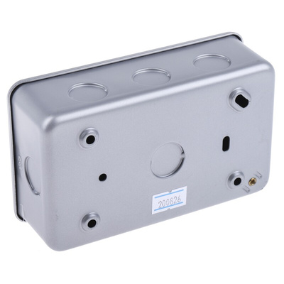 RS PRO Grey 2 Gang Plug Socket, 0 Poles, 13A, Type G - British, Indoor Use