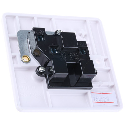 RS PRO White 1 Gang Plug Socket, 0 Poles, 13A, Type G - British, Indoor Use