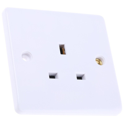 RS PRO White 1 Gang Plug Socket, 0 Poles, 13A, Type G - British, Indoor Use