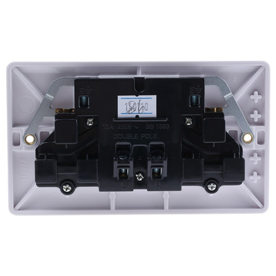 RS PRO White 2 Gang Plug Socket, 2 Poles, 13A, Type G - British, Indoor Use