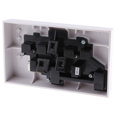 RS PRO White 2 Gang Plug Socket, 1 Pole Poles, 13A, Type G - British, Indoor Use