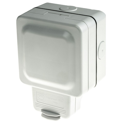 MK Electric White 1 Gang Plug Socket, 13A, Type G - British, Outdoor Use