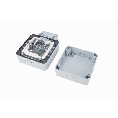 MK Electric Grey 1 Gang Plug Socket, 13A, Type G - British, Outdoor Use