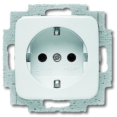 Busch Jaeger - ABB White 1 Gang Plug Socket, 16A, Type F - German Schuko