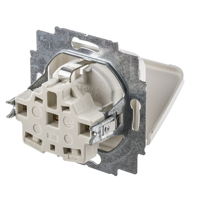 Busch Jaeger - ABB White 1 Gang Plug Socket, 16A, Type F - German Schuko