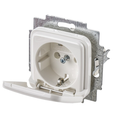 Busch Jaeger - ABB White 1 Gang Plug Socket, 16A, Type F - German Schuko