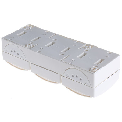 Busch Jaeger - ABB White 3 Gang Plug Socket, 16A, Type F - German Schuko, Outdoor Use