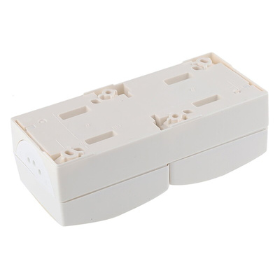 Busch Jaeger - ABB White 2 Gang Plug Socket, 16A, Type F - German Schuko, Outdoor Use