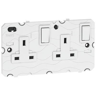 Legrand White 2 Gang Plug Socket, 13A, Type G - British, Indoor Use