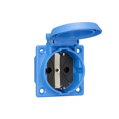 ABL Sursum Blue 1 Gang Plug Socket, 16A, Type F - German Schuko, Outdoor Use