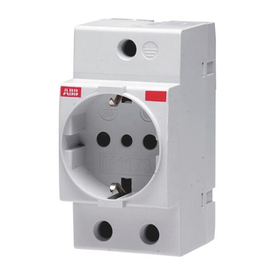 ABB Grey 1 Gang Plug Socket, 16A, Type L - Italian, Indoor Use