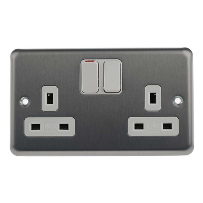 MK Electric 2 Gang Plug Socket, 13A, Type G - British