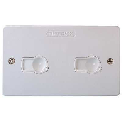 Electrak White 2 Gang Plug Socket, 2 Poles, 13A