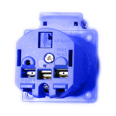 ABL Sursum Blue 1 Gang Plug Socket, 2 Poles, Type E - French, Outdoor Use