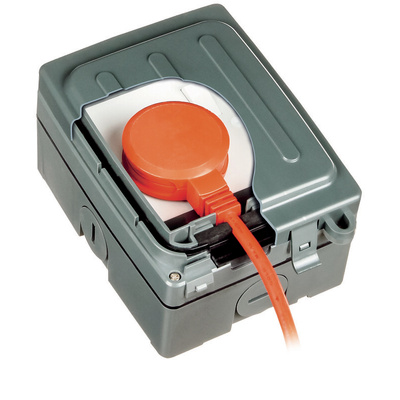 Timeguard Grey 1 Gang Plug Socket, 1 Pole, 13A, Type G - British, Outdoor Use