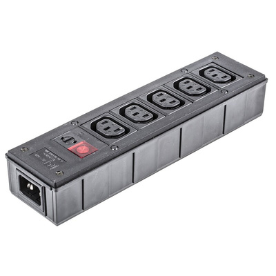 IEC C13 5 Gang Power Distribution Unit, Filtered, 250 V ac, Fused