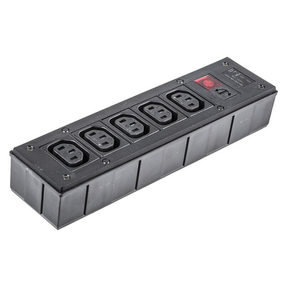 IEC C13 5 Gang Power Distribution Unit, Filtered, 250 V ac, Fused