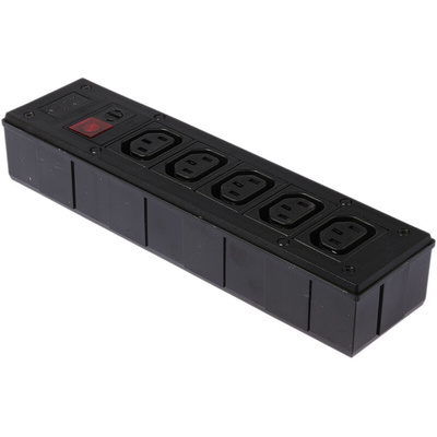 IEC C13 5 Gang Power Distribution Unit, No, 250 V ac, Fused