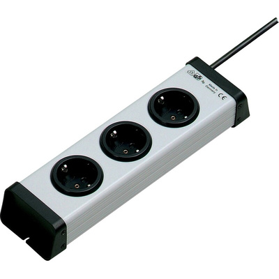 Type F - German Schuko 3 Gang Power Distribution Unit, 1.5m Cable, 16A, 250 V ac