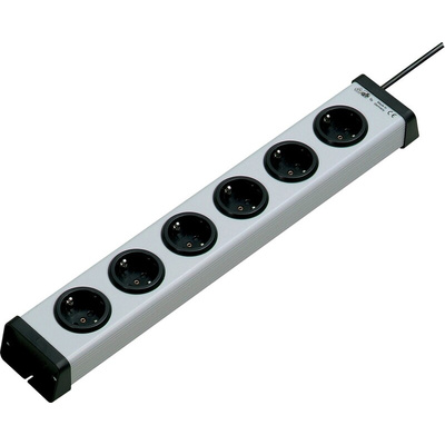 Type F - German Schuko 6 Gang Power Distribution Unit, 1.5m Cable, 16A, 250 V ac