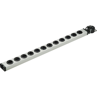 Type F - German Schuko 12 Gang Power Distribution Unit, 1.5m Cable, 16A, 250 V ac