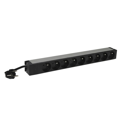 Type E - French 9 Gang Trailing Sockets & Power Distribution, 3m Cable, No, 16A