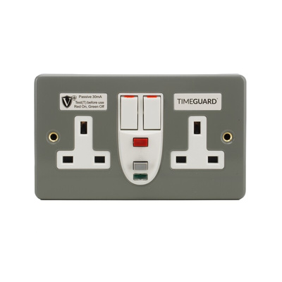 Timeguard 30A, BS Fixing, Passive RCD Socket, Plastic, Surface Mount, Switched, 230 V ac