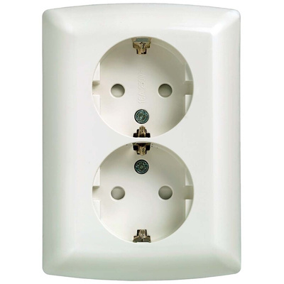 Siemens White 2 Gang Plug Socket, 16A, Schuko, Indoor Use