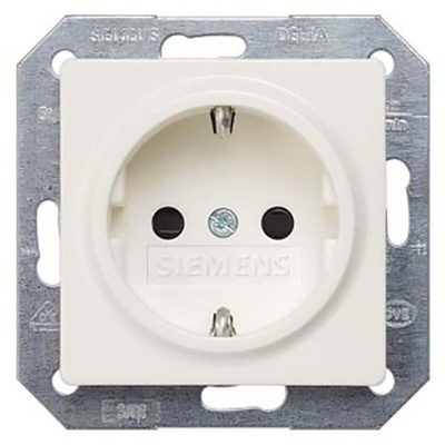 Siemens White 1 Gang Electrical Socket, 2 Poles, 16A, Schuko, Indoor Use
