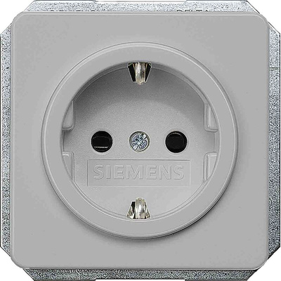 Siemens Silver 1 Gang Plug Socket, 16A, Schuko, Indoor Use