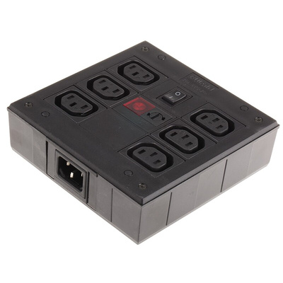 IEC C13 6 Gang Power Distribution Unit, Filtered, 250 V ac, Fused