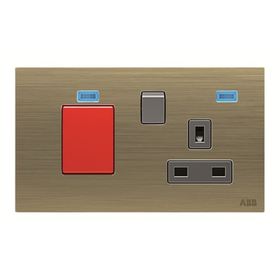ABB Gold 1 Gang Plug Socket, 2 Poles, 13A, BS, Outdoor Use