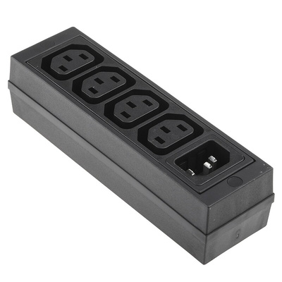 IEC C13 4 Gang Cable Trunking Power Block, 250 V ac