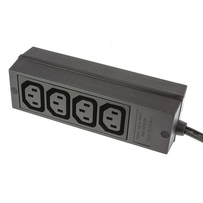 IEC C13 4 Gang Power Distribution Unit, 2m Cable, 10A, 250 V ac