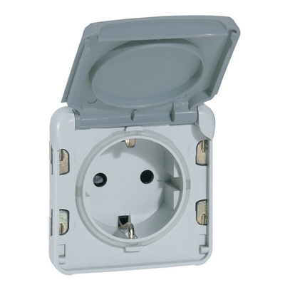 Legrand Grey Plug Socket, 2 Poles, 16A, Schuko, Indoor Use