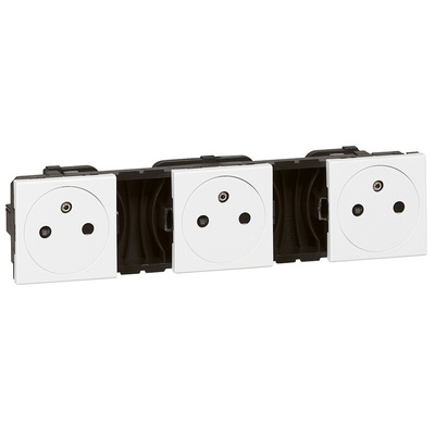 Legrand White 3 Gang Electrical Socket, 2 Poles, 16A