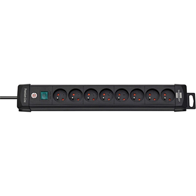 Type E - French 8 Gang Distribution Unit, 3m Cable, No, 16A, 230 V, No, Surge Protected