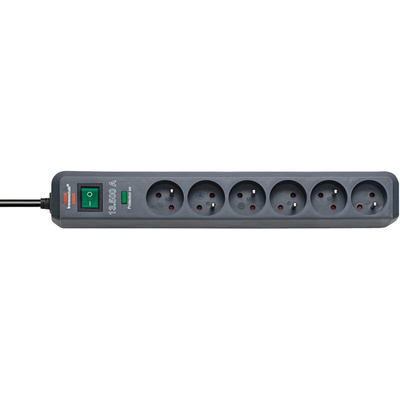 Type E - French 6 Gang Distribution Unit, 1.4m Cable, No, 16A, 230 V, No, Surge Protected