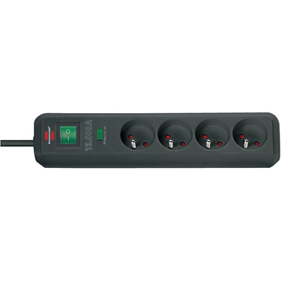 Type E - French 4 Gang Distribution Unit, 1.4m Cable, No, 16A, 230 V, No, Surge Protected