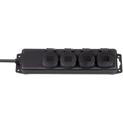 Type E - French 4 Gang Distribution Unit, 2m Cable, No, 16A, 230 V, No, Surge Protected