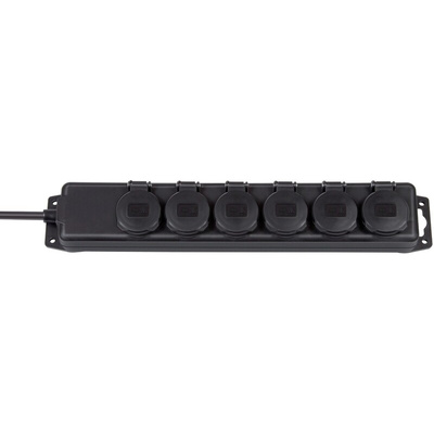 Type E - French 6 Gang Distribution Unit, 2m Cable, No, 16A, 230 V, No, Surge Protected