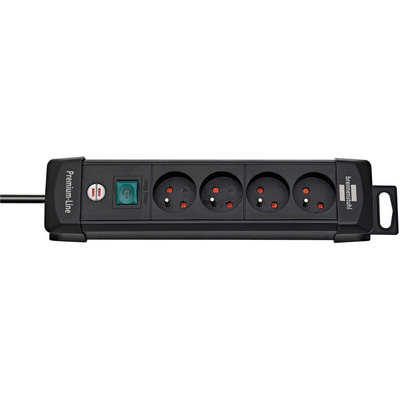 Type E - French 4 Gang Distribution Unit, 1.8m Cable, No, 16A, 230 V, No, Surge Protected