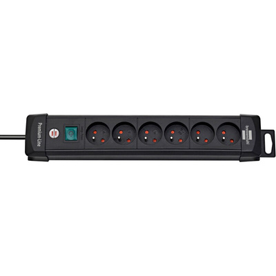 Type E - French 6 Gang Distribution Unit, 3m Cable, No, 16A, 230 V, No, Surge Protected