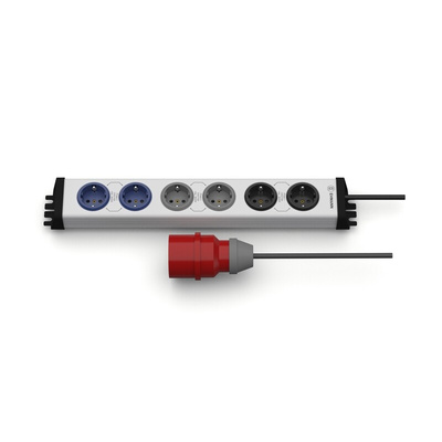 Type F - German Schuko 6 Gang Power Distribution Unit, 4.6m Cable, 16A, 230 V